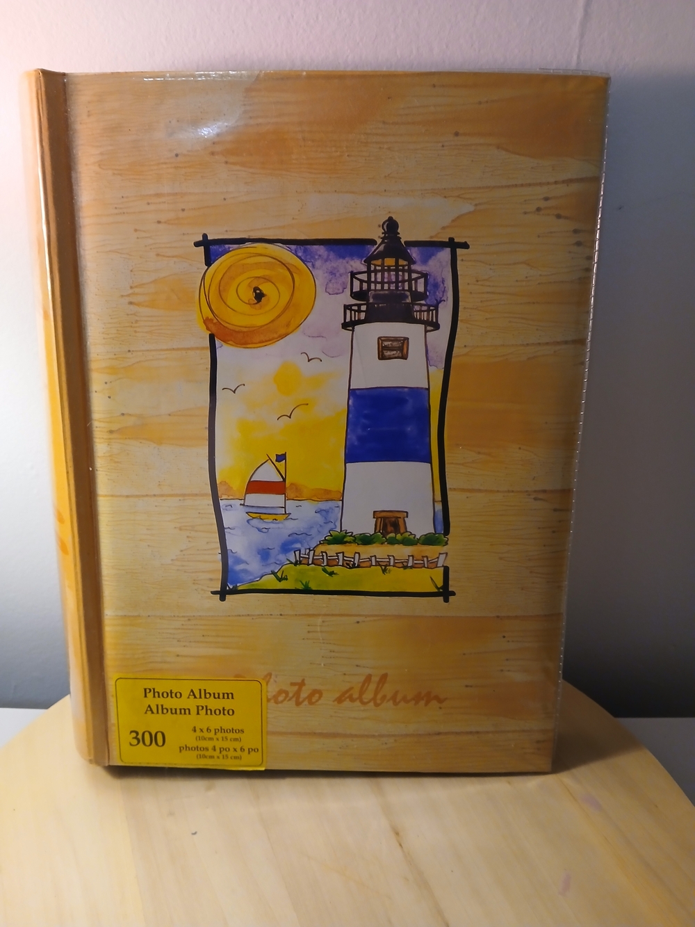 Lighthouse Photo Album - Yellow with Blue Accent